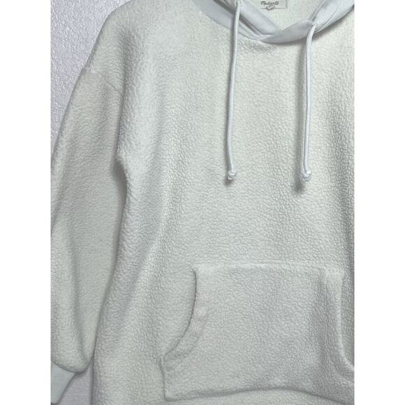 Madewell Sherpa Cream Hoodie Size XS Oversized Comfy Soft Neutral Fleece Winter - Picture 5 of 9